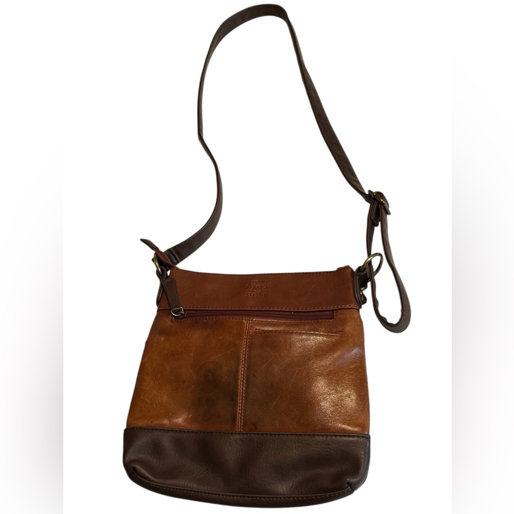 Stone & Co Retro Classic Brown Leather Purse / Crossbody Bag - Picture 5 of 13